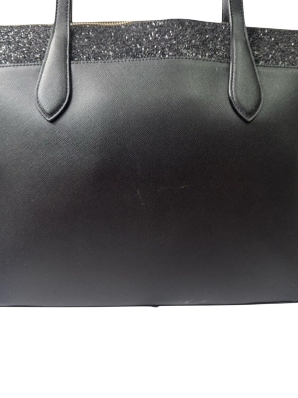 Kate Spade NWT Black Glitter Tote Bag & Matching Cosmetic Pouch Set - Picture 2 of 11